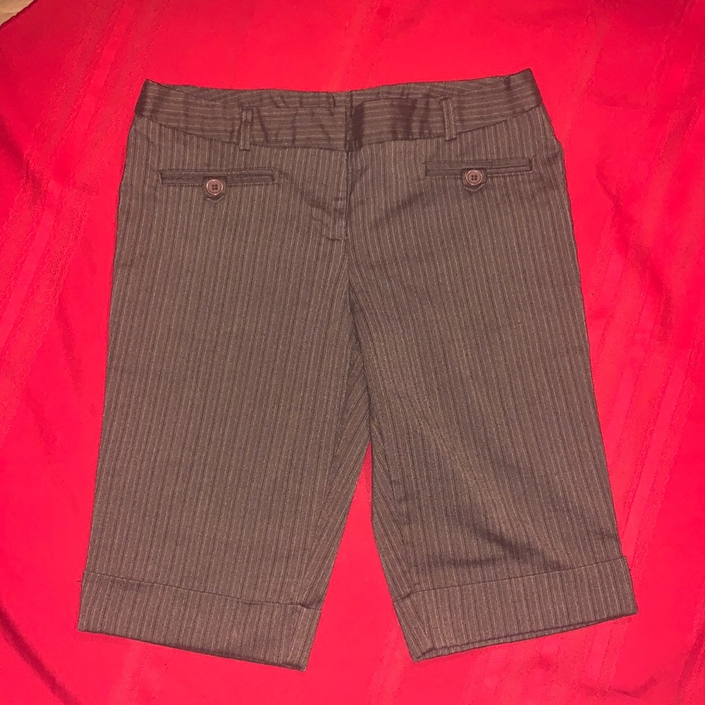 Brown Pinstriped Shorts